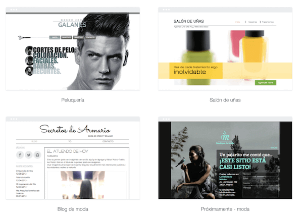 Wix: plantillas moda y belleza