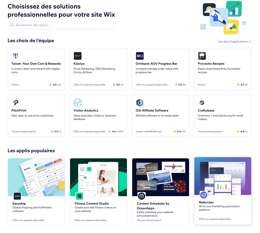 wix app market fr